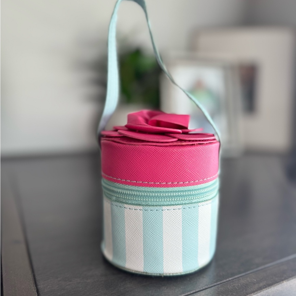 Pink and Mint Striped Round Child’s Purse Handbag